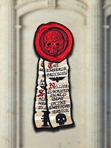 Grim Dark Skull Wax Seal and Litany Scroll of Purity Patch Hook - Picture 1 of 12