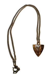 Avon Arrowhead Necklace Native American Indian Design Polished Amber Stone M30 - Picture 1 of 3
