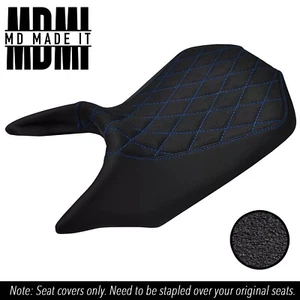 PASST FÜR YAMAHA MT 125 14-19 CUSTOM FRONT GRIP VINYL SITZBEZUG DSG3 BLAU ST - Bild 1 von 5