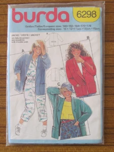 BURDA PATTERN - 6298 GIRL BOY JACKET BELOW HIP LENGTH 10-12 11-15jun UNCUT - Picture 1 of 2