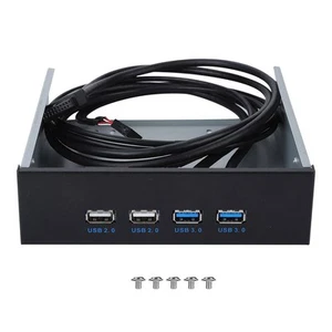5.25 Inch 19 Pin/9Pin To USB 3.0 USB 2.0 4 Port Metal Optical Drive Bay ❥ - Photo 1/7