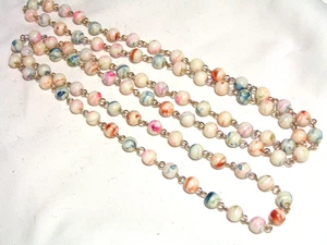...Vintage Silver Tone, Mixed Color Lucite Beads Necklace...47" long... - Picture 1 of 7