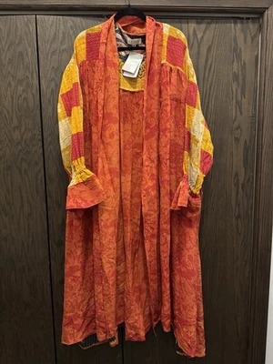 Кимоно Kantha Bae Utopia Duster шелк вышитый хлопок с оборками рукава - Изображение 1 из 4