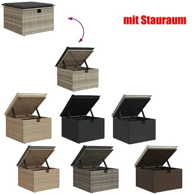 VIDAXL Gartenhocker mit Kissen Poly Rattan Hocker Sitzhocker Fußhocker Gartenmöbel