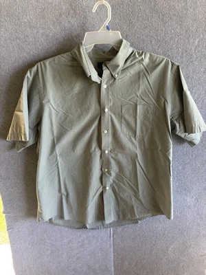 Camisa informal de hombre DOCKERS a rayas verdes con botones talla XL manga corta Foto 1 de 4