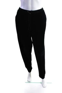 Donna Karan Womens Low Rise Drawstring Velour Sweatpants Black Size Small - Picture 1 of 6