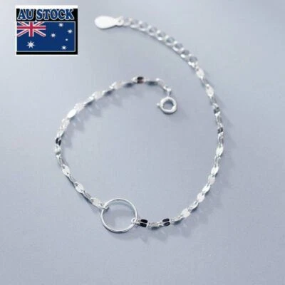 Classic Woman Real s925 Sterling Silver Round Charm Bracelet Bangle - Image 1 of 4