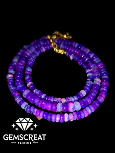 16" Natural Ethiopian Opal Wello Fire Opal Gemstone Bead Necklace Jewelry BE12 - Picture 1 of 5