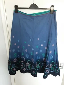Per Una Size 12 Blue Ombre Cotton Boho Skirt With Embroidered Detail - Picture 1 of 6
