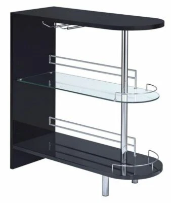 Mesa de bar de 3 niveles negra brillante y transparente Foto 1 de 4