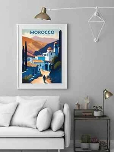 Chefchaouen, Morocco Digital Travel Poster Premium Quality Choose your Size - Picture 1 of 3