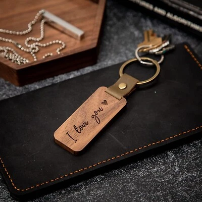 I Love You - I love you DAD - Boyfriend- Girlfriend Gift Engraved Wood Keychain - Image 1 of 4