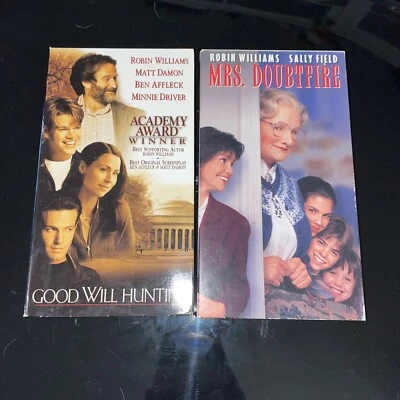 set of robin williams vhs movies Paper Cases Mrs Doubtfire Good Will Hunting - Image 1 of 2