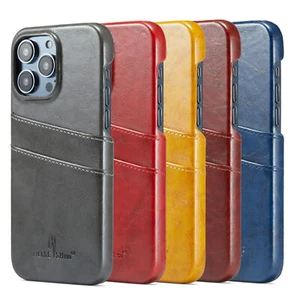 Funda retro de cuero PU con soporte para tarjeta de identificación para iPhone 16 15 14 Plus 13 12 Mini Pro Max - Imagen 1 de 20