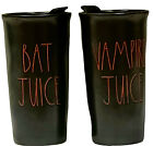 Rae Dunn VAMPIRE JUICE, BAT JUICE Halloween Travel Coffee Mugs W/lids Lot Of 2