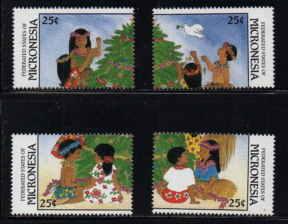 MICRONESIA, SCOTT # 67-70, SET OF 4 MNH - CHILDREN DECORATING A CHRISTMAS TREE - Image 1 of 1