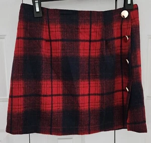 NWT HYFVE Fuzzy Red and Black Plaid Short ( Mini) Skirt Size XL Junior $46 - Picture 1 of 5