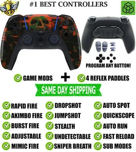Cyber Skull Pro V4 Modded + 4 Paddles Silent Modz Wireless Controller for PS5 - Picture 1 of 1