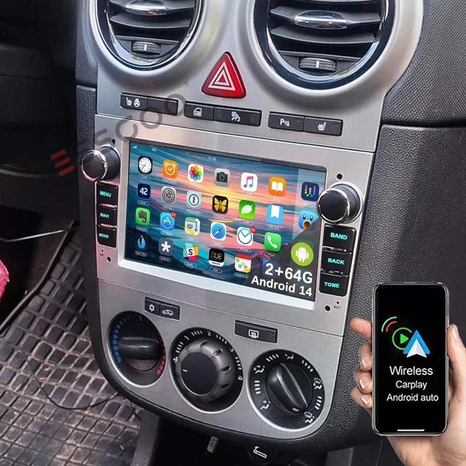 ESSGOO Android14 Apple Carplay autoradio GPS per Opel Astra H Corsa C D Meriva Zafira B