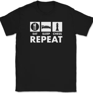 Eat Sleep Chess Repeat T-Shirt Funny Hobby Humor Board Game Tee - Picture 1 of 10
