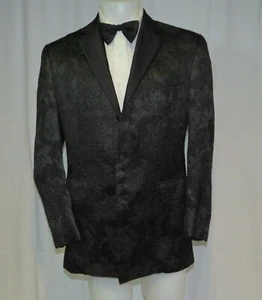 Rocco Ciccarelli Custom Tailoring Jacquard Black Paisley 3/2 Evening Jacket 40L - Picture 1 of 11