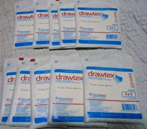 Lot of 10 Drawtex Hydroconductive Wound Dressing Square 4 x 4" 00302 04/2027 - Picture 1 of 3