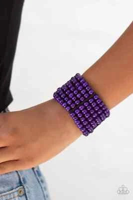 Paparazzi bracelet- Tanning in Tanzania- Purple- Wooden Beads - Image 1 of 2