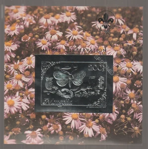 Mongolia Silver foil Butterfly Specimen overprint - Picture 1 of 1