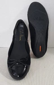 Cole Haan AIR Women Shoes Sz 7B Comfy Ballet Flats Soft Black Suede & Patten Toe - Picture 1 of 7