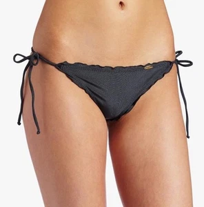 Luli Fama Cosita Buena Charcoal Wavey Full Ruched Tie Side Bikini Bottom Size XS - Picture 1 of 10