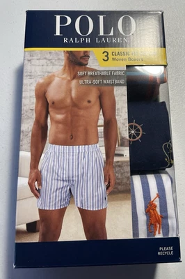 Polo Ralph Lauren Nuevo en Caja Para Hombre Talla L 36-38 100% Algodón Calce Clásico Paquete 3 Boxer Tejido Foto 1 de 4