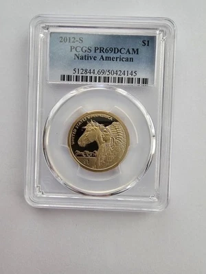 2012 S PR69 DCAM NATIVE AMERICAN SACAGAWEA SAC 1$ CLAD COIN GRADED PCGS  - Image 1 of 4