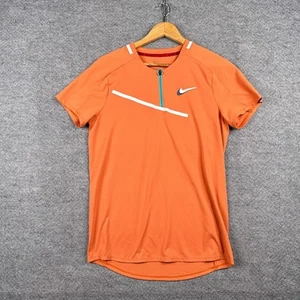 Nike Shirt Mens Small S Orange Court Slam Hot Curry Slim Fit Tennis DD8309-808 - Picture 1 of 9