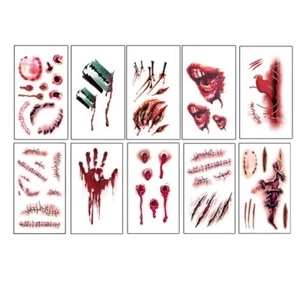 Horror Realistic Fake Bloody Wound Stitch Scar Scab Waterproof Temporary Tatt... - Picture 1 of 9