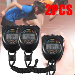 2PCS Handheld Digital Stopwatch Timer Outdoor Sports Training Timer Chronograph - Picture 1 of 11