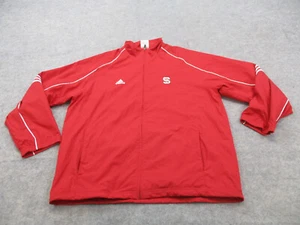 NC State Wolfpack Jacket Mens Extra Large Red Full Zip Adidas Windbreaker - Picture 1 of 10