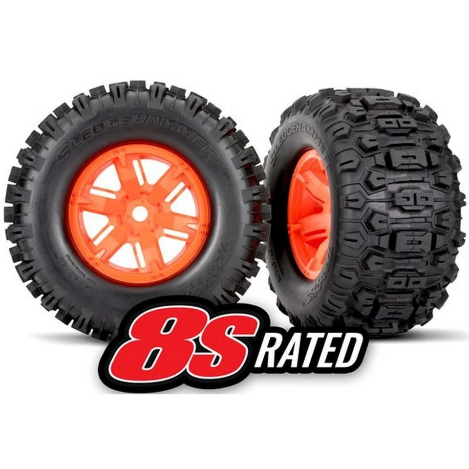 Traxxas 7774T Reifen auf Felge orange l/r (2) TRAXXAS X-Maxx TRX7774T - Bild 1 von 1