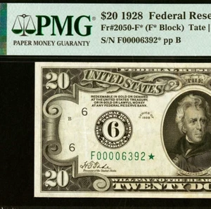 1928 $20 Federal Reserve Note PMG 30 low serial Atlanta star 20 known Fr 2050-F* - Picture 1 of 4