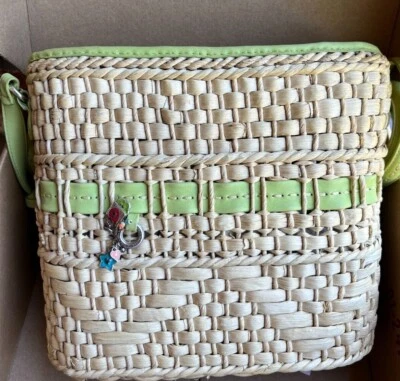 Brighton Straw & Leather Carmela Handbag Lime Green In Original Box - Image 1 of 4