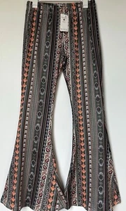 DAISY DEL SOL Womens High Waisted Stretch Boho 70’s Bell Bottom Legging Pants Lg - Picture 1 of 4