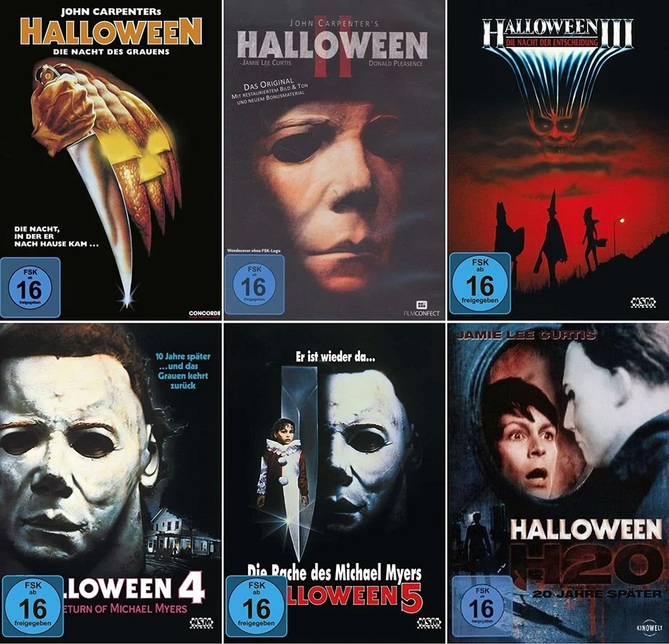 6x Halloween Michael Myers Edition Part 1 2 3 4 5 H20 - DVD Collection New Foto 1 de 1