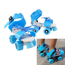 Blue Kids Skating Shoes - Adjustable Double Row with 4 Wheels