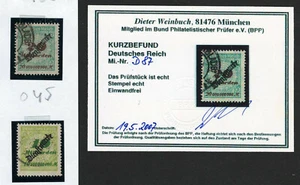 ALEMANIA1923 Usado 3 Estampillas Sobreimpresas Sc# O44,O45 Una en Tarjeta Prufer CV $440 - Imagen 1 de 4