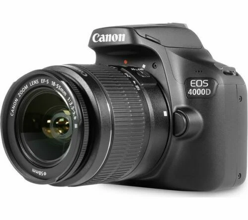 CANON EOS 4000D DSLR Camera/EF-S 18-55 mm f/3.5-5.6 III Lens/64GB SD card & Bag - Image 1 of 1