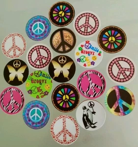1" Card Stock Craft Circles "Peace Sign" Theme Bottle Caps 24 Count #10 - Picture 1 of 4