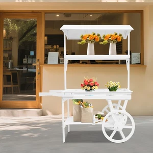 Retro Rollwagen für Essensständer Teestall 2 Rollen Blumen Pflanzenständer - Bild 1 von 17