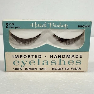 Pestañas hechas a mano vintage Hazel Bishop marrón 100 % cabello humano Corea del Sur Nuevo de Lote Antiguo - Imagen 1 de 24