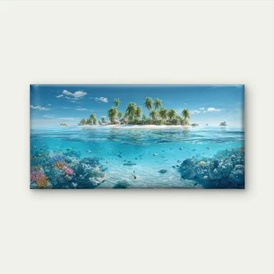 Tropical Island Coral Reef Unframed Canvas Painting for Living - Image 1 of 4
