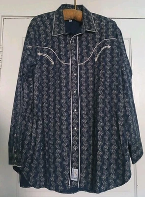 Camisa De Colección Panhandle Slim Para Hombre Abotonada Azul Floral Western Rodeo 2XL GUC Foto 1 de 4