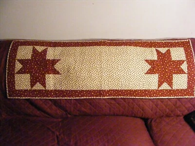 手工绗缝桌旗上衣梳妆台围巾星星拼布 52"x17" — 第 1/4 张图片